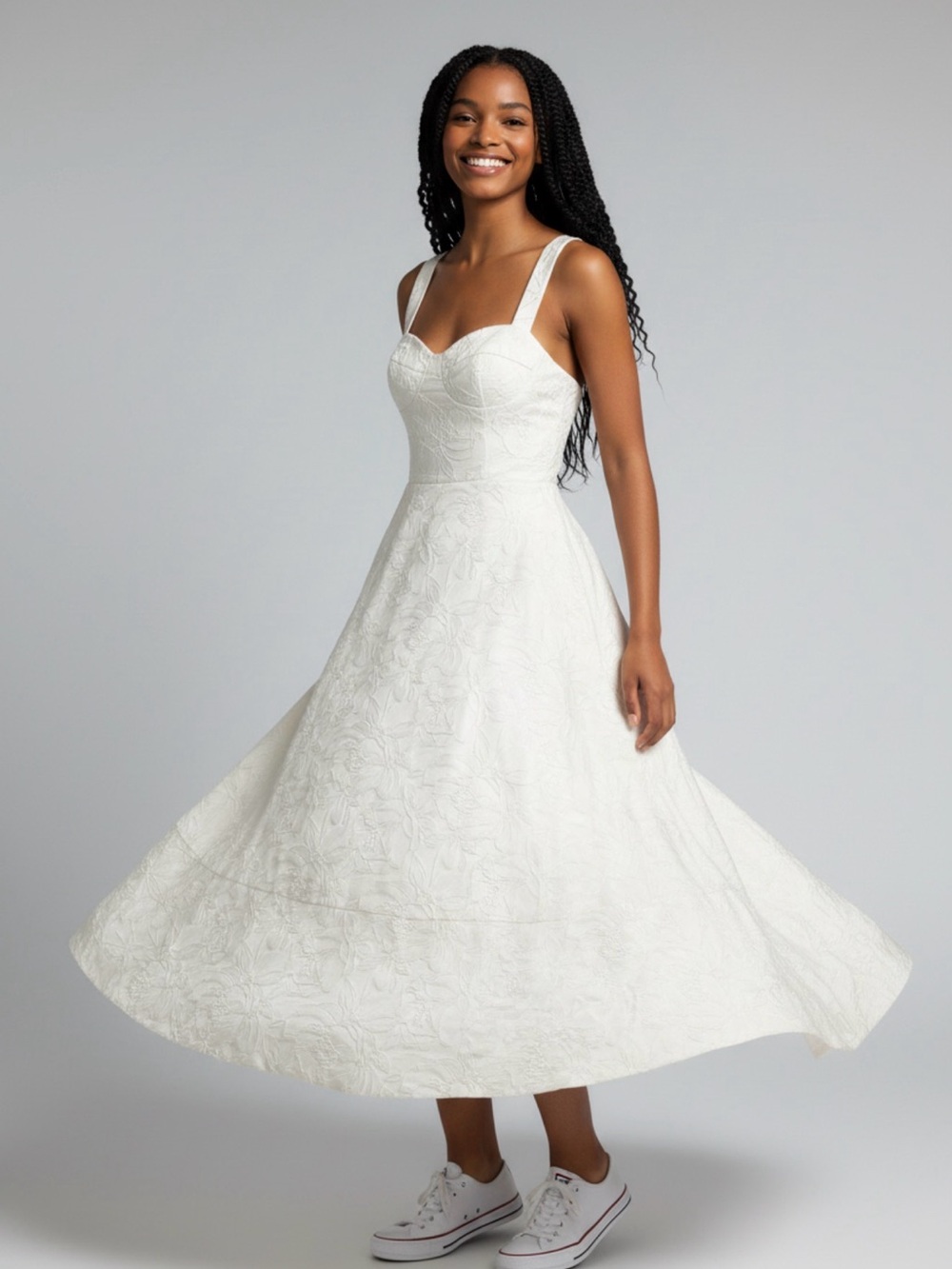 Rihoas XS embroidered white midi dress